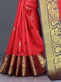 Stylish Red Art Silk Printed Saree with Blouse piece For Women-thumb2