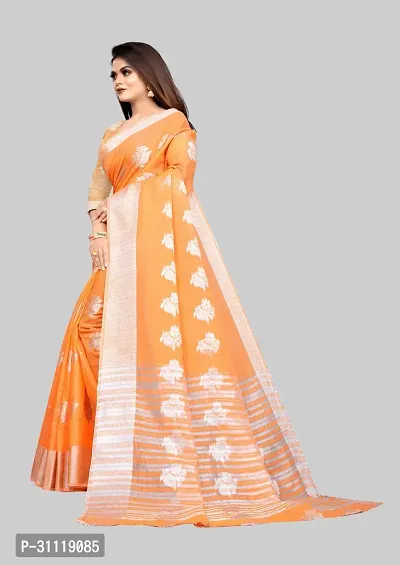 Stylish Orange Art Silk Woven Design Saree with Blouse piece For Women-thumb3