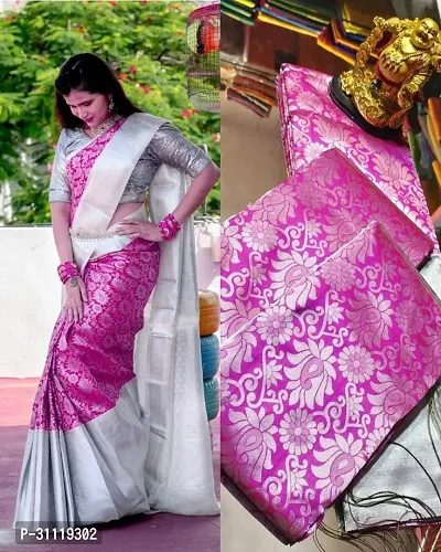 Stylish Pink Art Silk Printed Saree with Blouse piece For Women