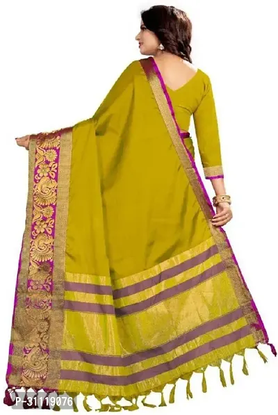 Stylish Yellow Art Silk Woven Design Saree with Blouse piece For Women-thumb2