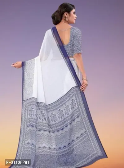 Beautiful Georgette Blue Woven Design  Saree with Blouse piece For Women-thumb0