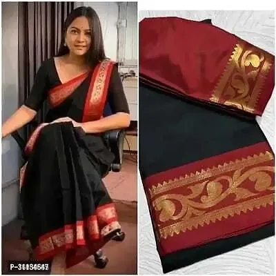 Elegant Black Art Silk Printed Saree With Blouse Piece For Women