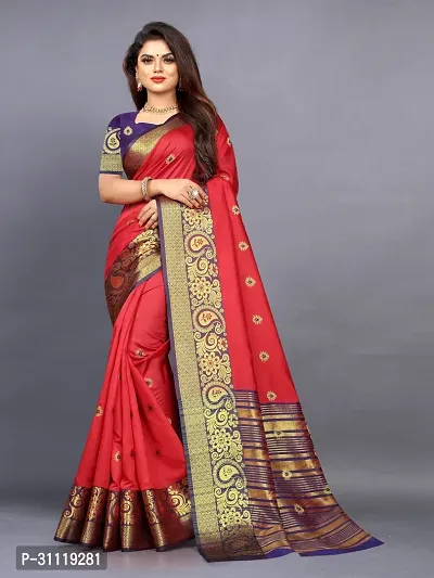 Stylish Red Art Silk Printed Saree with Blouse piece For Women-thumb0