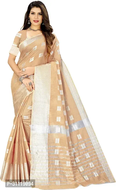 Stylish Beige Art Silk Self Design Saree with Blouse piece For Women-thumb0