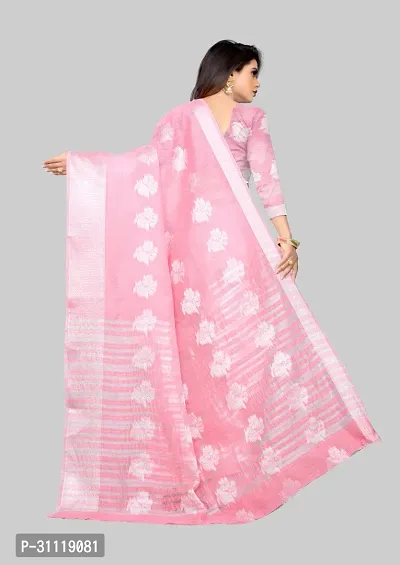 Stylish Pink Art Silk Woven Design Saree with Blouse piece For Women-thumb2