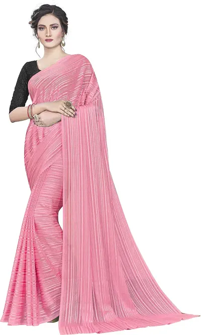 Stylish Art Silk Striped Saree With Blouse Piece For Women