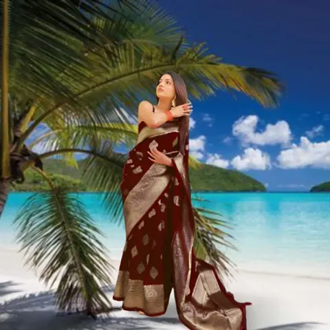 Trending Art Silk Saree with Blouse piece 