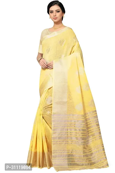 Stylish Yellow Art Silk Woven Design Saree with Blouse piece For Women