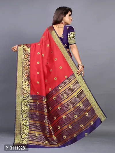 Stylish Red Art Silk Printed Saree with Blouse piece For Women-thumb2