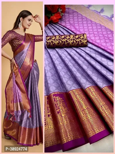 Stylish Art Silk Purple Woven Design Saree with Blouse Piece For Women