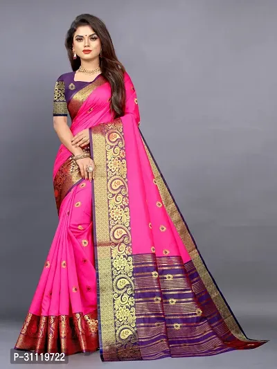 Fancy Cotton Silk Saree With Blouse Piece For Women-thumb0