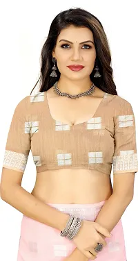 Stylish Beige Art Silk Self Design Saree with Blouse piece For Women-thumb1