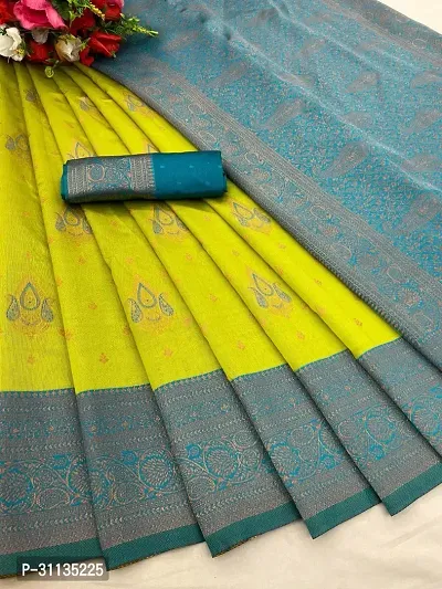 Beautiful Art Silk Green Woven Design  Saree with Blouse piece For Women-thumb0