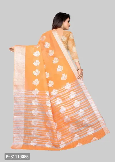 Stylish Orange Art Silk Woven Design Saree with Blouse piece For Women-thumb2