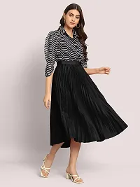 Stylish Georgette Solid A-Line Dress For Women-thumb1