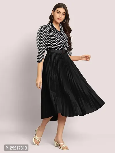 Stylish Georgette Solid A-Line Dress For Women-thumb2