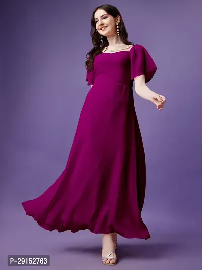 Stylist Georgette Solid Gowns For Women-thumb2