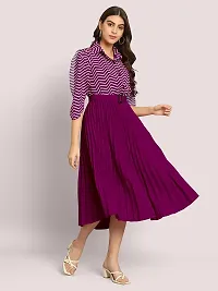 Stylish Georgette Solid A-Line Dress For Women-thumb1