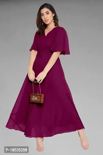 Elegant Purple Dyed Georgette Stitched Gown For Women-thumb0