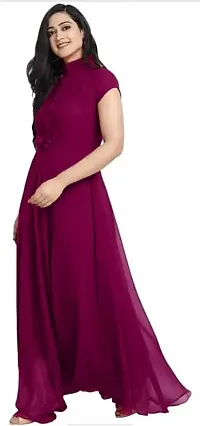 Stylist Georgette Solid Gowns For Women-thumb1