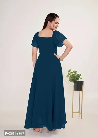 Stylist Georgette Solid Gowns For Women-thumb3