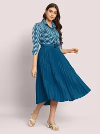 Stylish Georgette Solid A-Line Dress For Women-thumb1