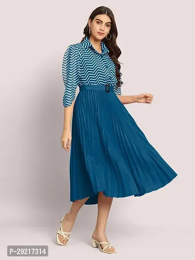 Stylish Georgette Solid A-Line Dress For Women-thumb2