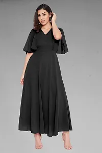 Elegant Black Dyed Georgette Stitched Gown For Women-thumb4