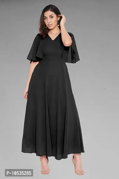 Elegant Black Dyed Georgette Stitched Gown For Women-thumb5