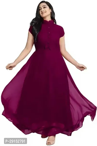 Stylist Georgette Solid Gowns For Women-thumb0