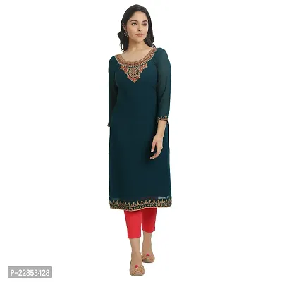 Femvy Women Embroidered Straight Kurta