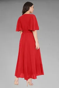 Elegant Red Dyed Georgette Stitched Gown For Women-thumb1