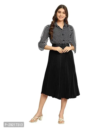 Stylish Georgette Solid A-Line Dress For Women-thumb0