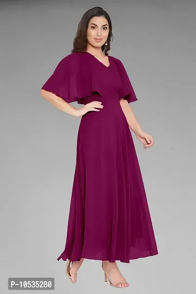 Elegant Purple Dyed Georgette Stitched Gown For Women-thumb5