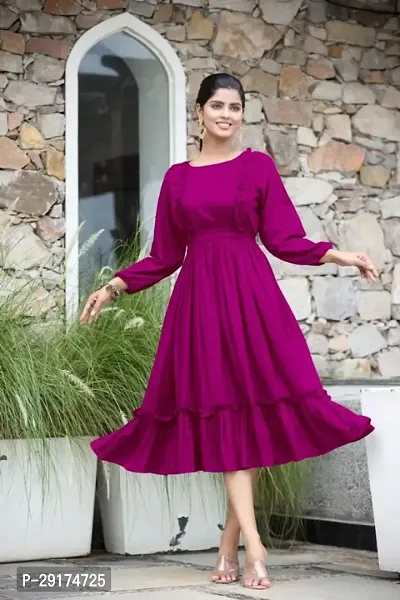 Fancy Rayon Solid Dress For Women