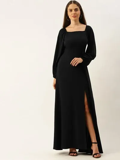 Femvy Designer Rayon Long Dress for Women 792