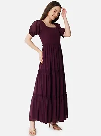 Fancy Georgette Solid Dress For Women-thumb1