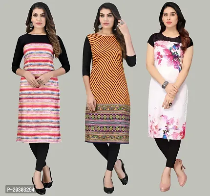 Women Crepe Printed Long Kurti Combo Of 3