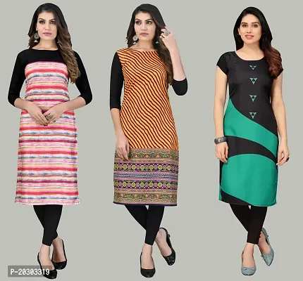 Women Crepe Printed Long Kurti Combo Of 3