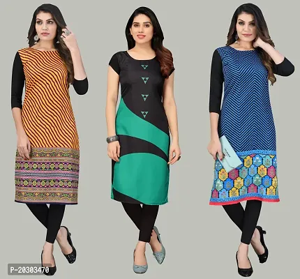 Women Crepe Printed Long Kurti Combo Of 3