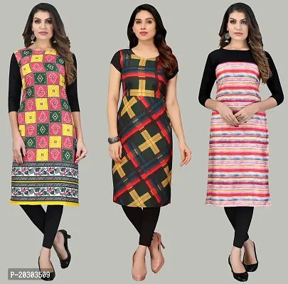 Women Crepe Printed Long Kurti Combo Of 3