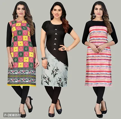 Women Crepe Printed Long Kurti Combo Of 3