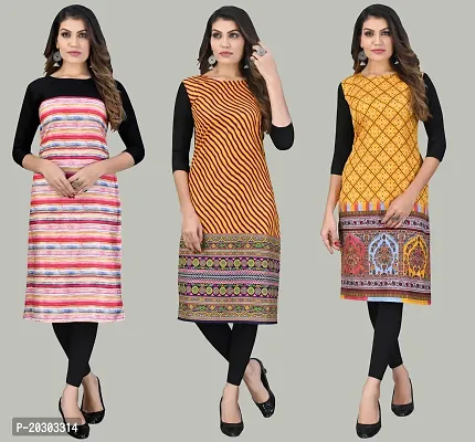 Women Crepe Printed Long Kurti Combo Of 3