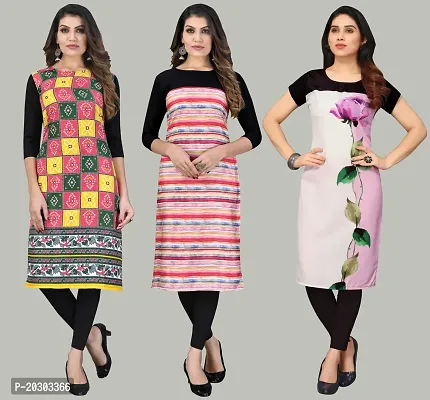 Women Crepe Printed Long Kurti Combo Of 3