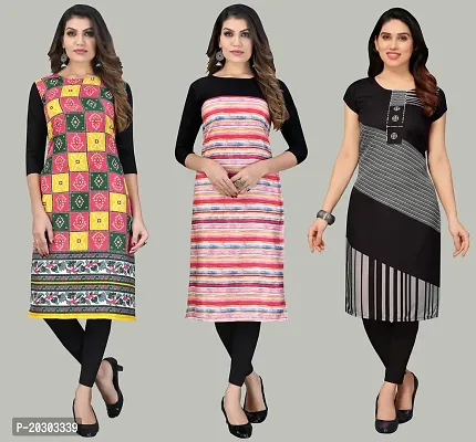 Women Crepe Printed Long Kurti Combo Of 3