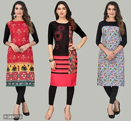 Women Crepe Printed Long Kurti Combo Of 3