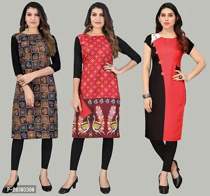 Women Crepe Printed Long Kurti Combo Of 3