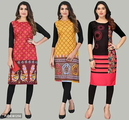 Women Crepe Printed Long Kurti Combo Of 3