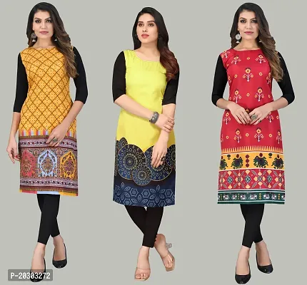 Women Crepe Printed Long Kurti Combo Of 3