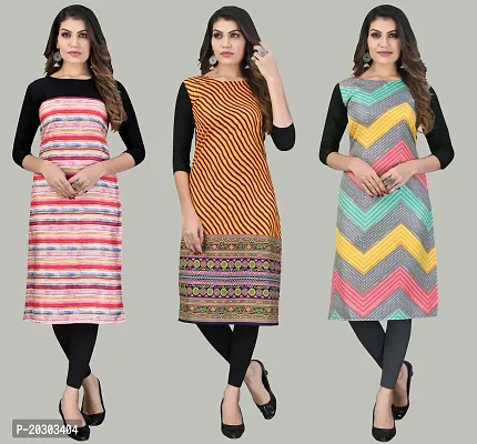 Women Crepe Printed Long Kurti Combo Of 3